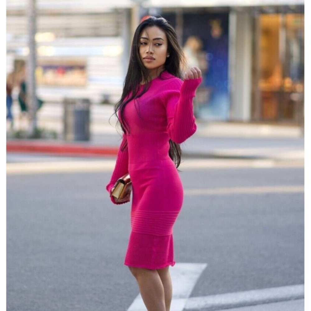 DAIMARAN Guinea Mini Dress Bodycon Pink Slim Fit Size L